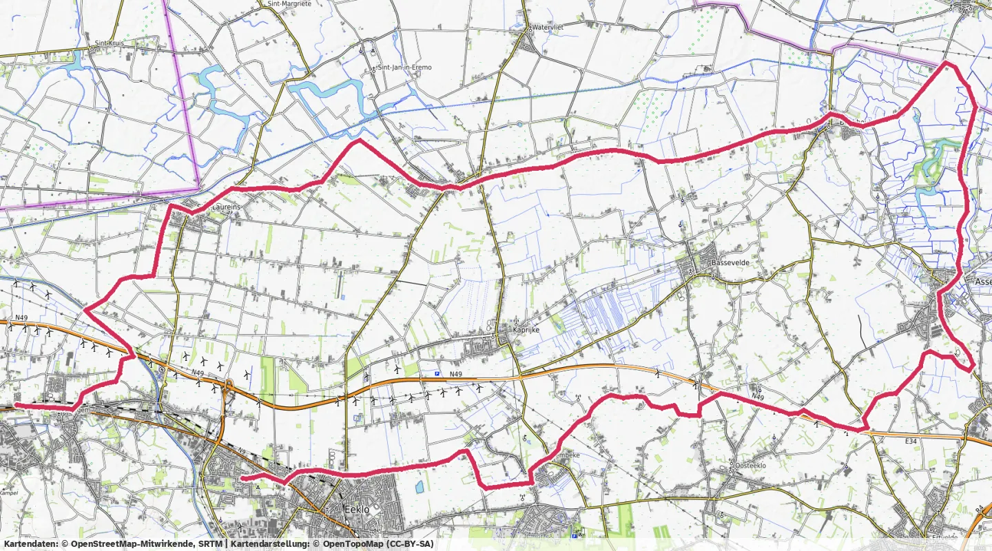 Route map for 🚴‍♂️ ⏰01:36:05 📏54.43km 🛫30m ❤️‍🔥136bpm 🪫162W 🧁932Kcal